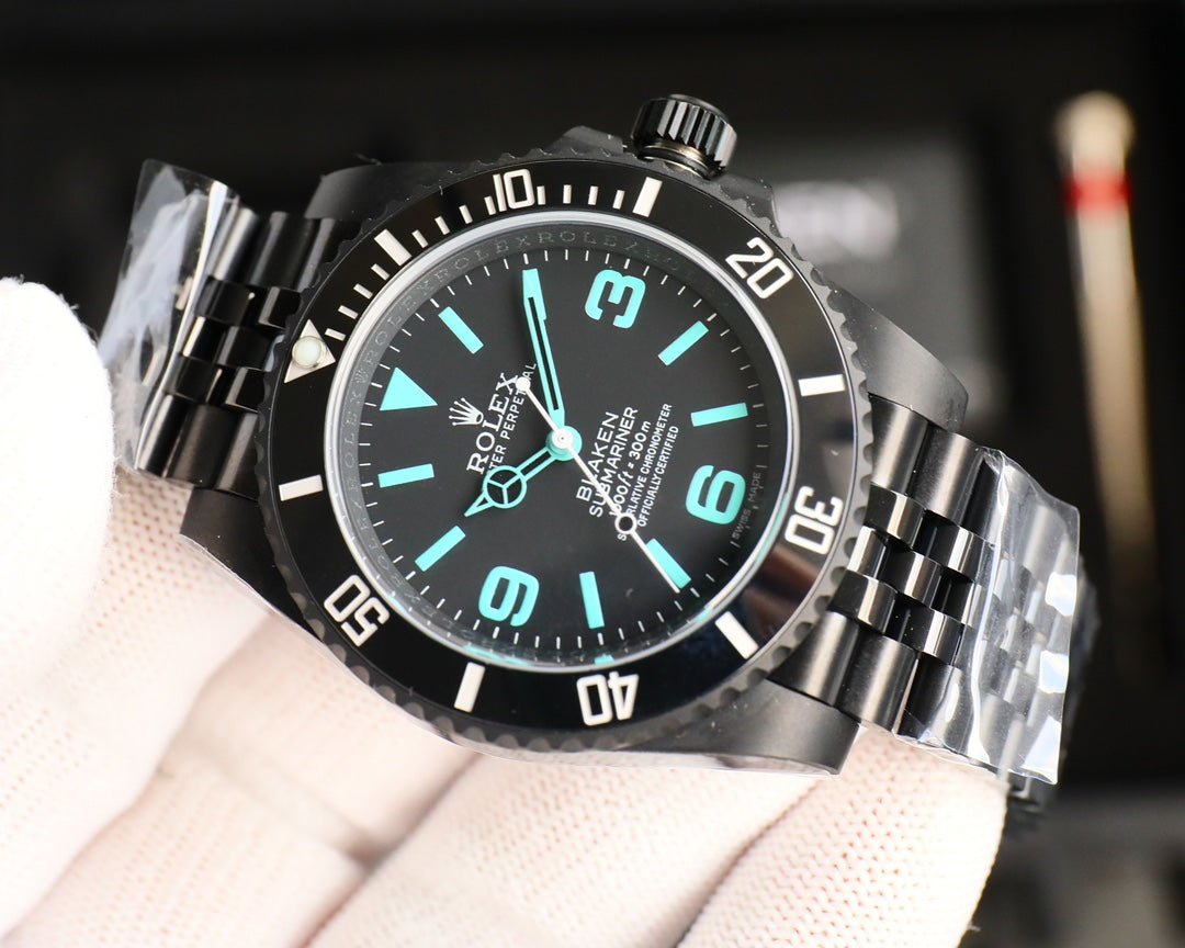 Rolex Dark Legend Submariner - DLC Black Finish - 40MM - Cyan(1:1 replica)