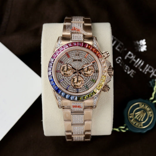 Rolex Replica 1:1 Watch Daytona Rainbow Full CZ Stone High Quality 40mm