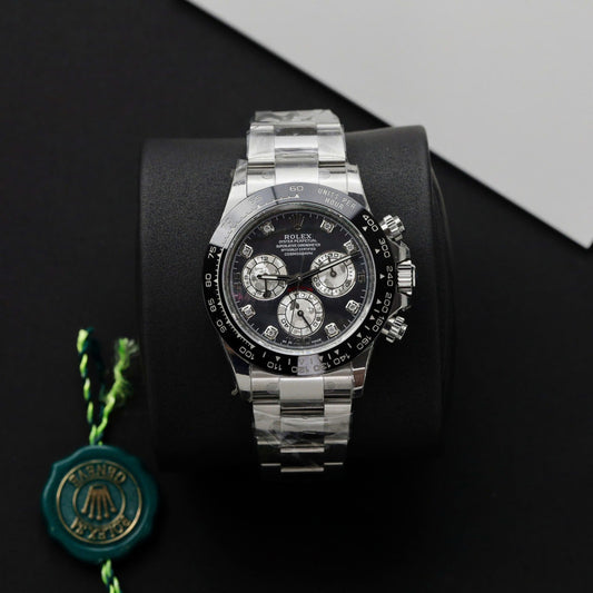 Rolex Daytona Replica Watch Dial Mother Of Pearl Custom Moissanite Diamonds 40mm