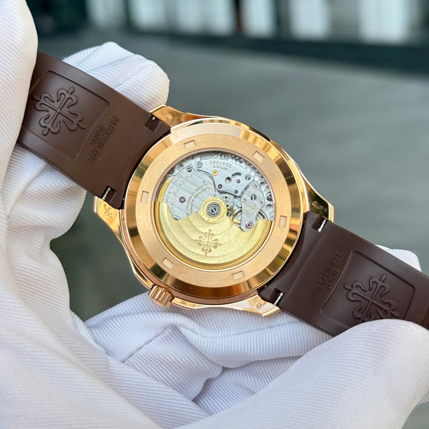 Patek Philippe Aquanaut 5167 Rose Gold Fake Watches Brown Dial Rubber Strap Custom BBF Factory 40mm