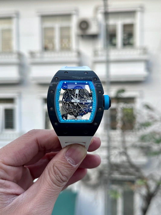 Richard Mille RM055 Replica Watch Full Carbon White Rubber Strap BBR 45mm