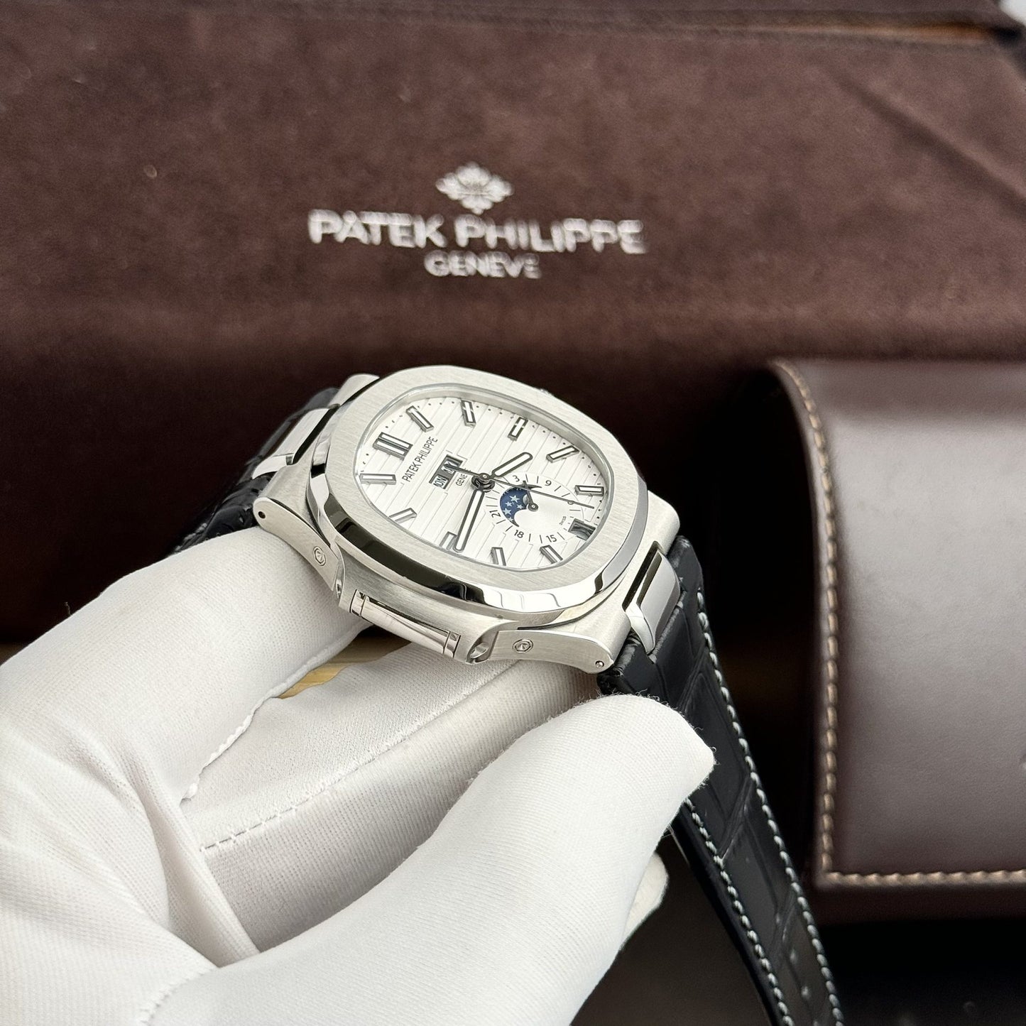 Patek Philippe Rep 11 Watch Nautilus 5726 Men s Leather Strap Factory GR 40.5mm