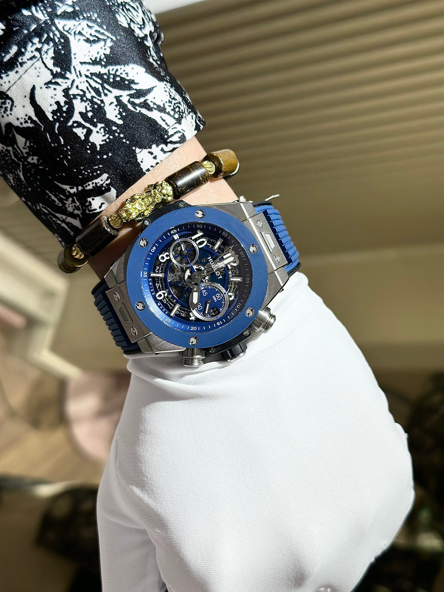Hublot Replica Watch Big Bang Unico Blue Rubber Strap Factory BBF 44mm