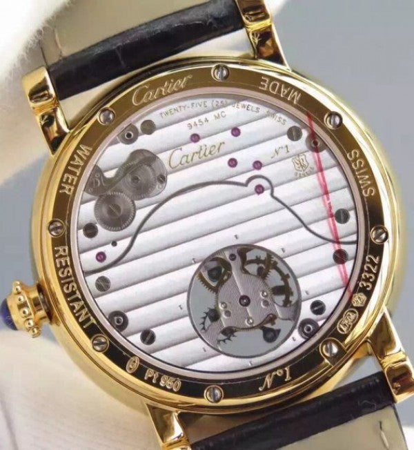 Replica Cartier Rotonde De Cartier Tourbillon YG Leather Strap