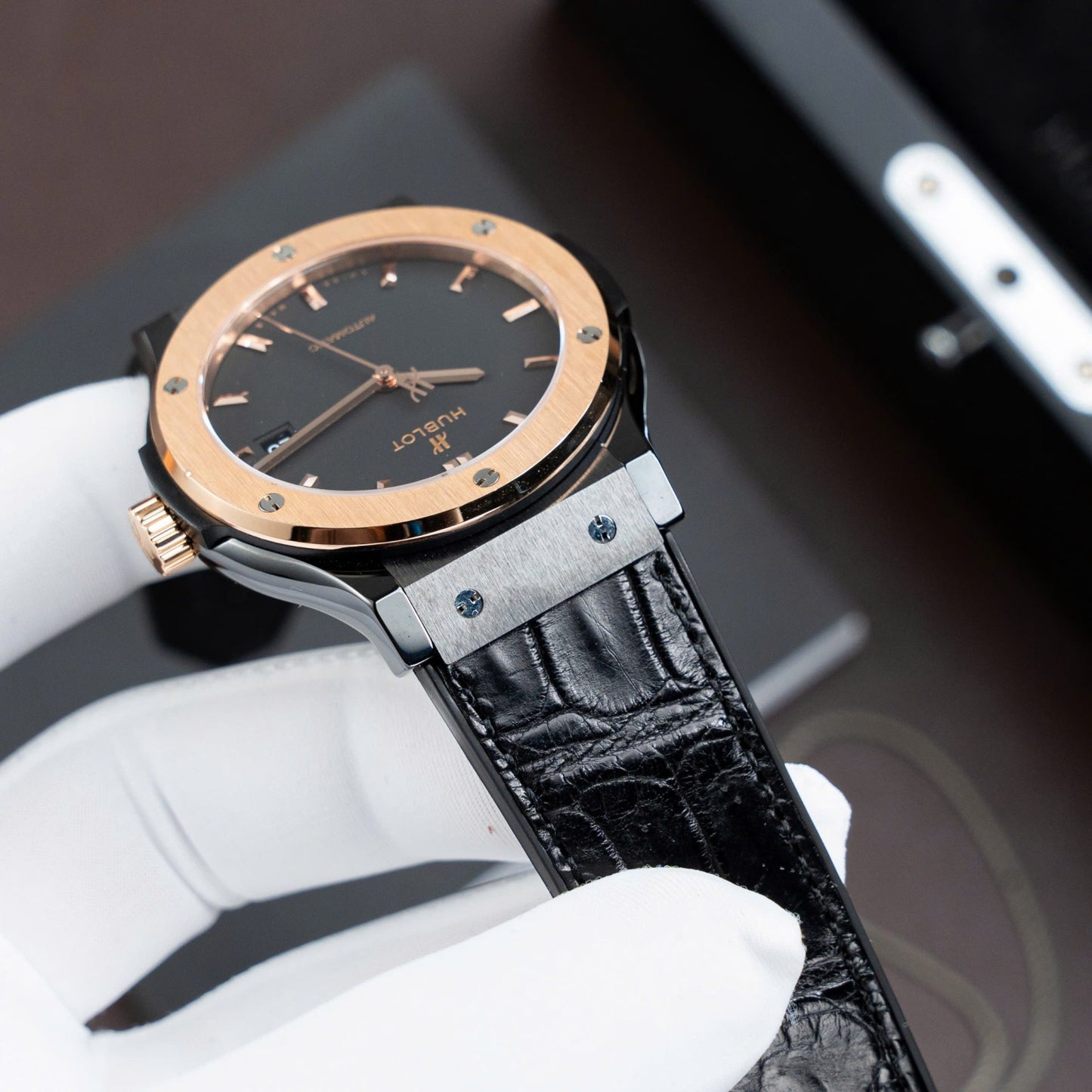 Hublot Classic Fusion Ceramic King Gold Replica Watch Movement SW300 Swiss Made 42mm