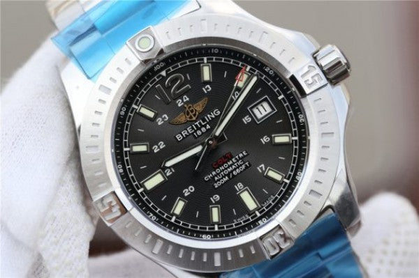 Replica Breitling Colt Automatic 44mm SS GF Black Textured Dial SS Bracelet A2824