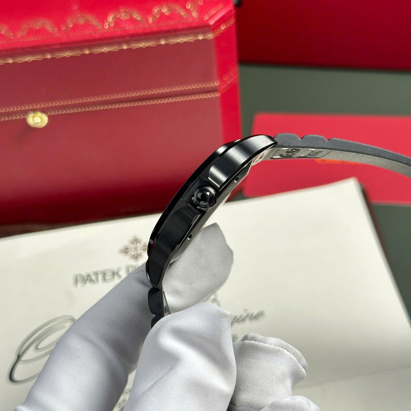 Cartier Santos Black Replica 11 Watch Rubber Strap BV Factory 39.8mm