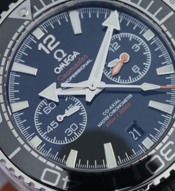 Replica Omega OMF Planet Ocean Master Chronometer Black LiquidMetal Leather Strap A9900