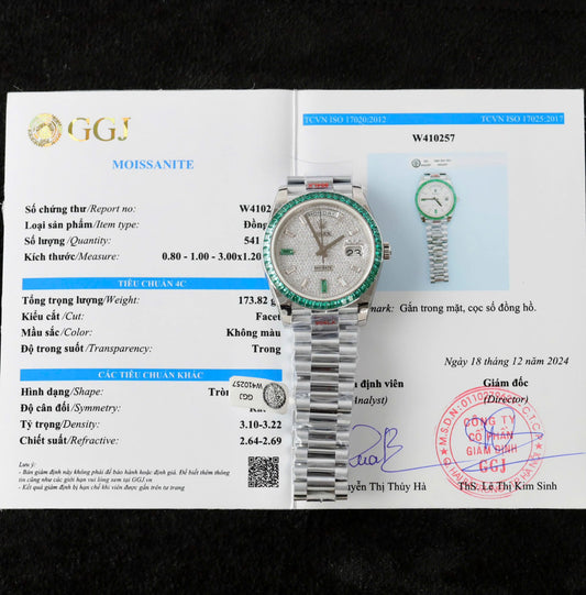 Rolex Day-Date Men Replica Watch Diamonds Moissanite + Sapphire Baguette Custom 40mm
