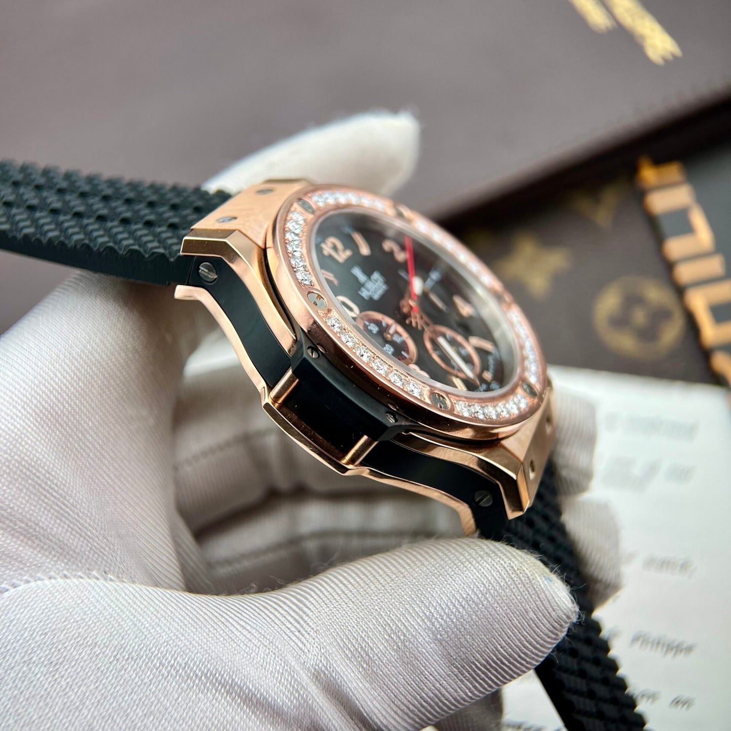 Hublot Fake Watch Big Bang King Gold Choronograph Rubber Strap 44mm