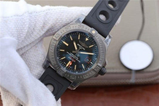 Replica Breitling Avenger BlackBird 44mm DLC GF Titanium Case Black Dial Rubber Strap A2824