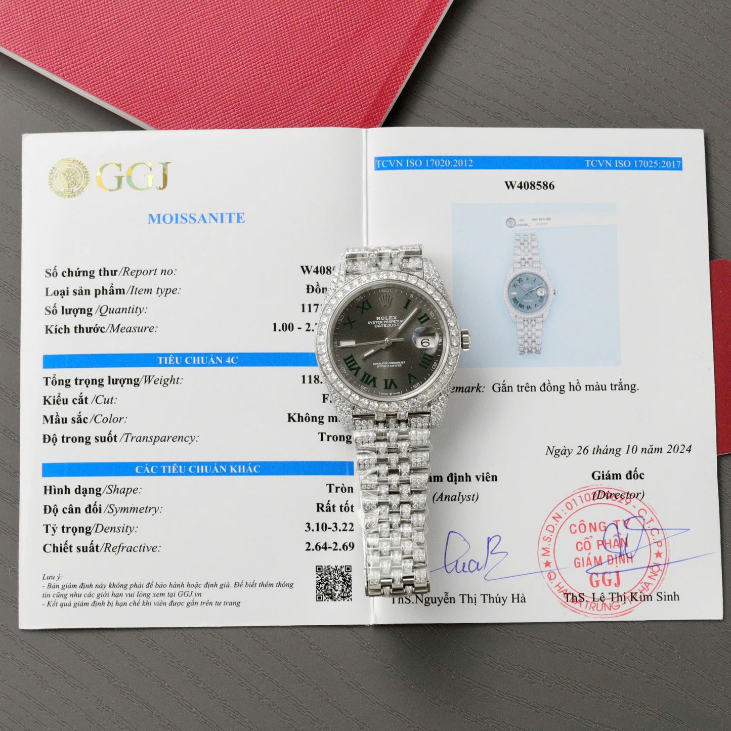 Rolex DateJust Best Copies Watch Dial Wimbledon Custom Full Moissanite Diamonds 41mm