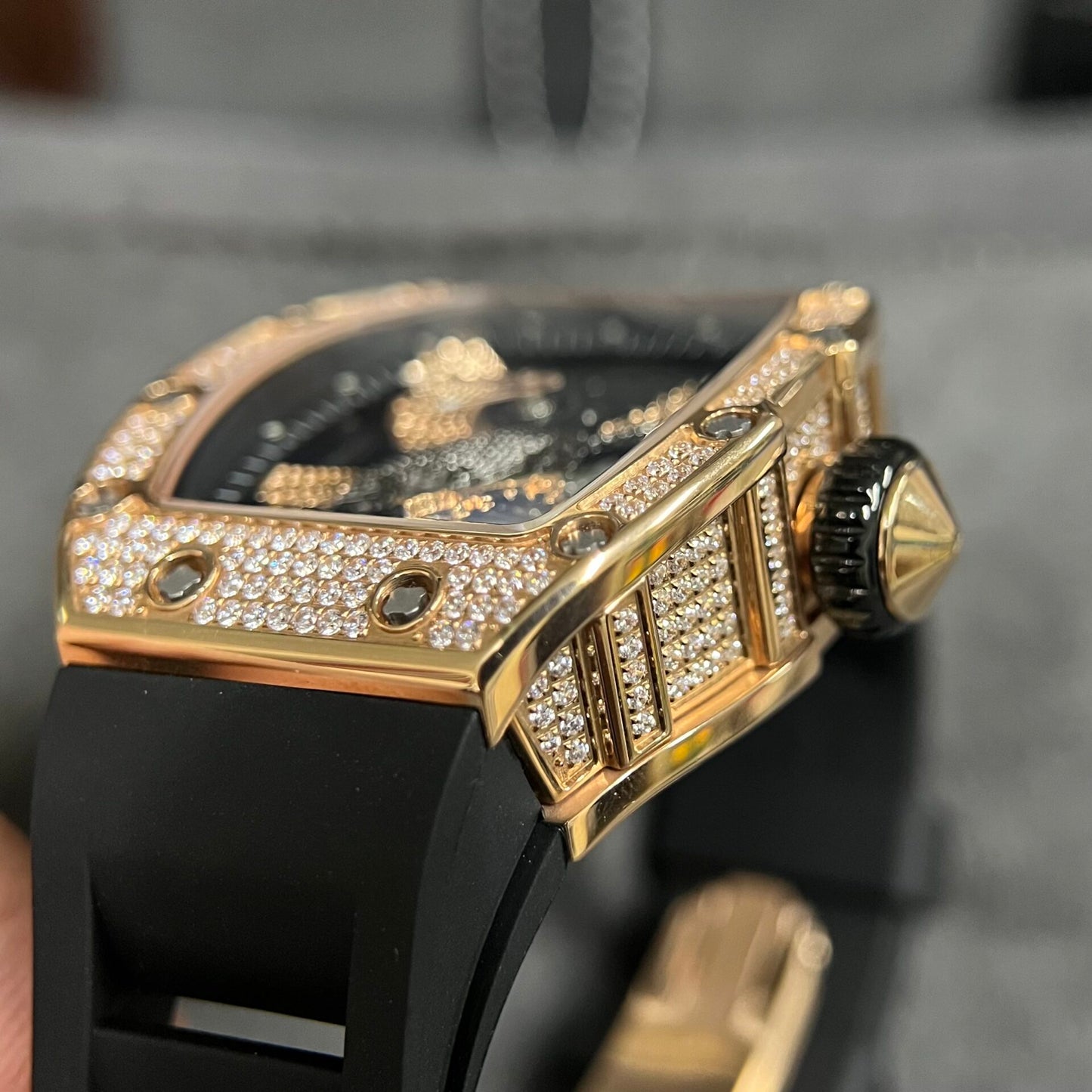 Richard Mille Replica Watch RM57-02 Falcon With Diamonds Bezel Rose Gold Case 42mm