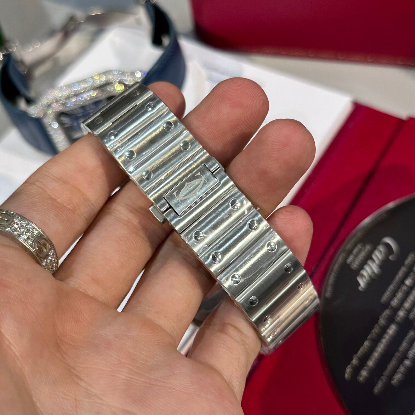 Cartier Replica Watch Santos Custom Moissanite Diamonds BV Factory 39.8mm