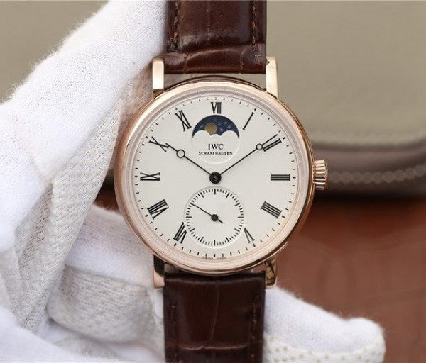 Replica IWC Vintage IW544803 White Dial RG Brown Leather Strap