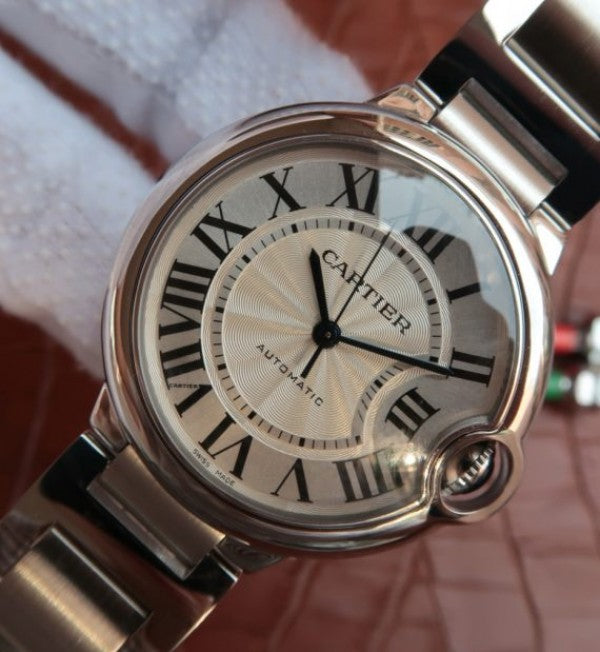 Replica Cartier V6 Ballon Bleu 36mm White Textured Dial SS Bracelet