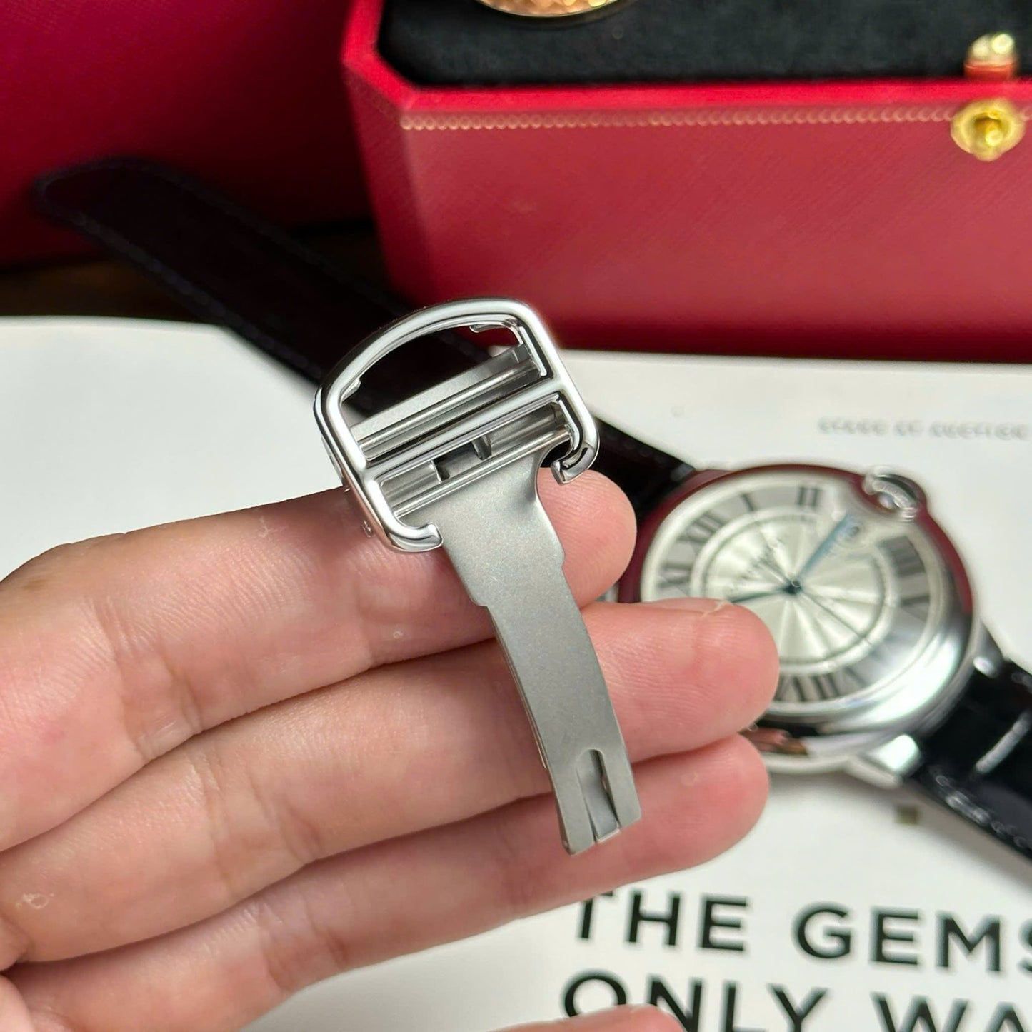 Cartier Ballon Bleu Replica Watch Dial White Leather Strap AF Factory 42mm