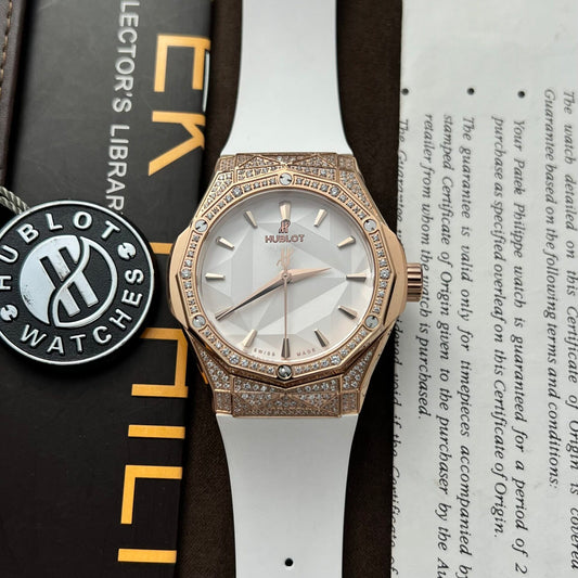 Hublot Replica 1:1 Watch Classic Fusion Orlinski King Gold Full Diamonds White 40mm