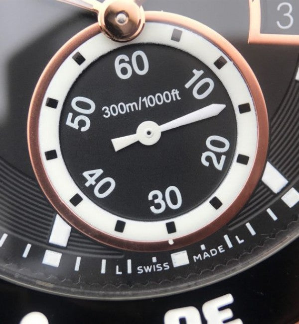 Replica Cartier JJF Calibre De Cartier Diver SS Black Dial RG Bezel Black Rubber Strap A23J