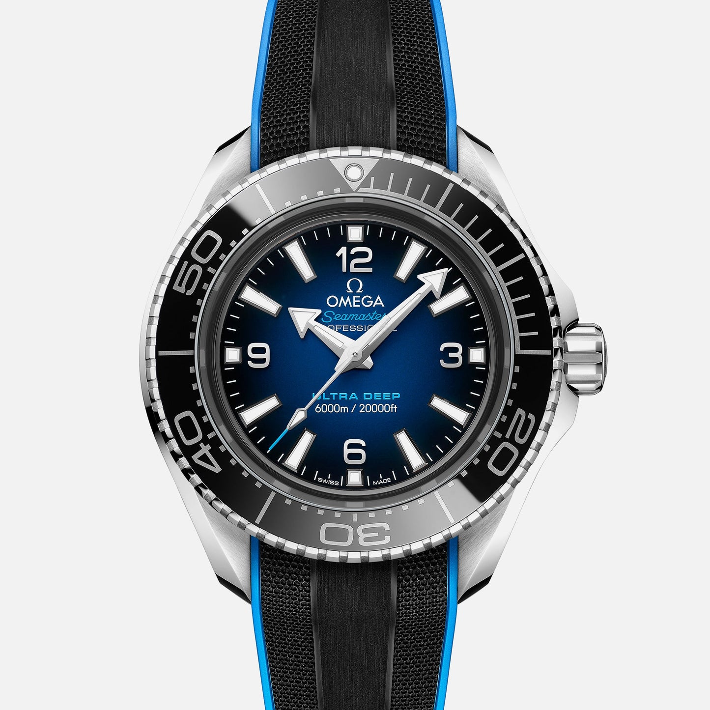Seamaster Planet Ocean Ultra Deep Professional 6000M Co-Axial Master Chronometer 45.5mm Blue Dial On Rubber Strap(1:1 replica)