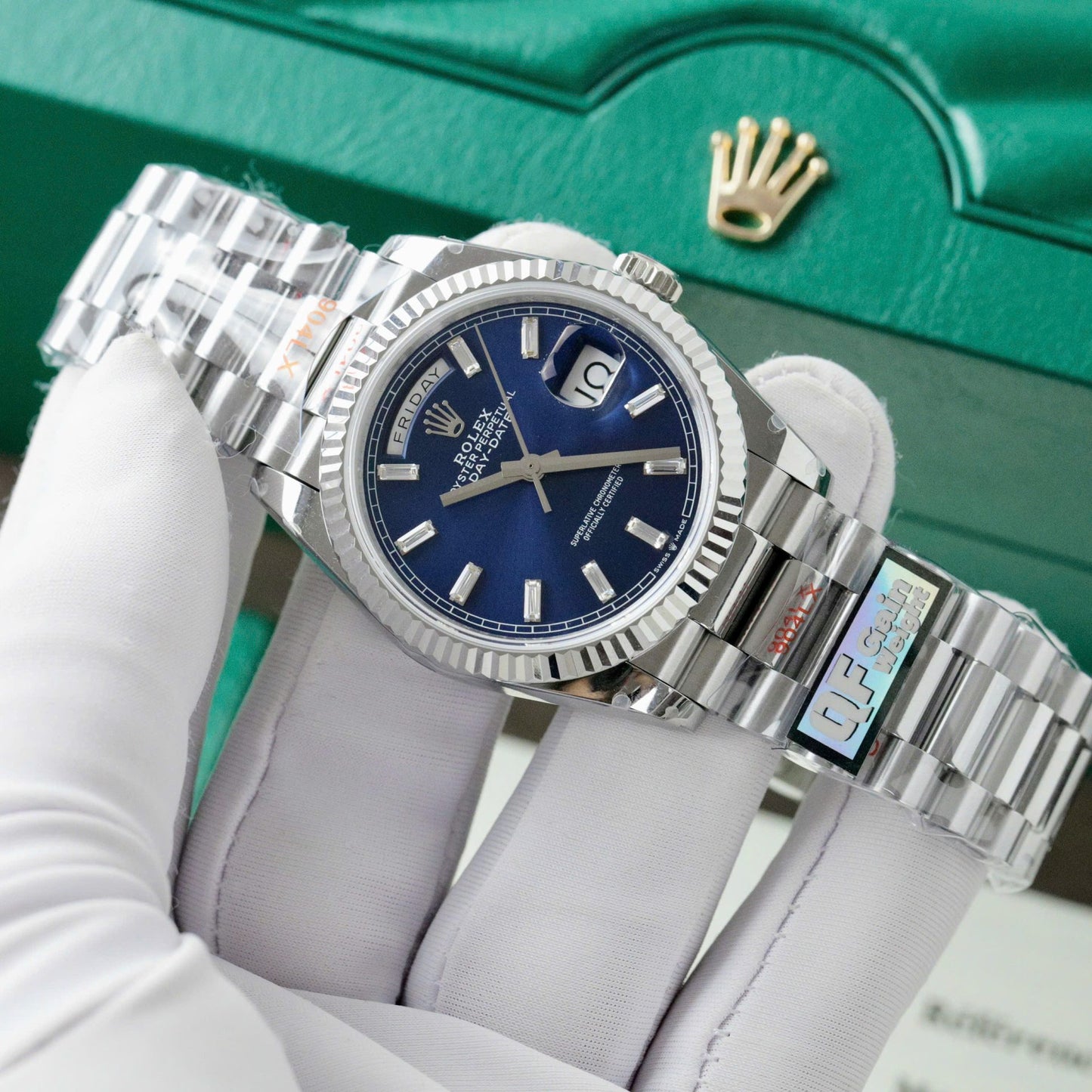 Rolex Day-Date 128236 Replica Watch Blue Dial Weight 158gram QF Factory 36mm