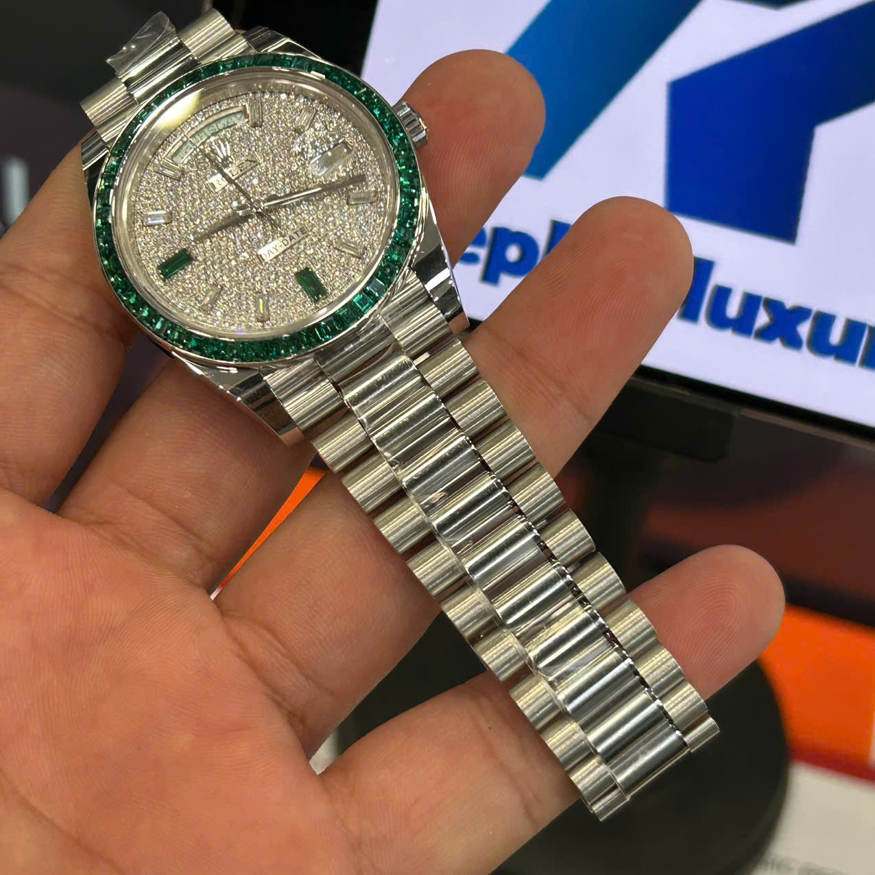 Rolex Day-Date Replica Watches Custom Diamonds Moissanite Weight 200 Grams 40mm