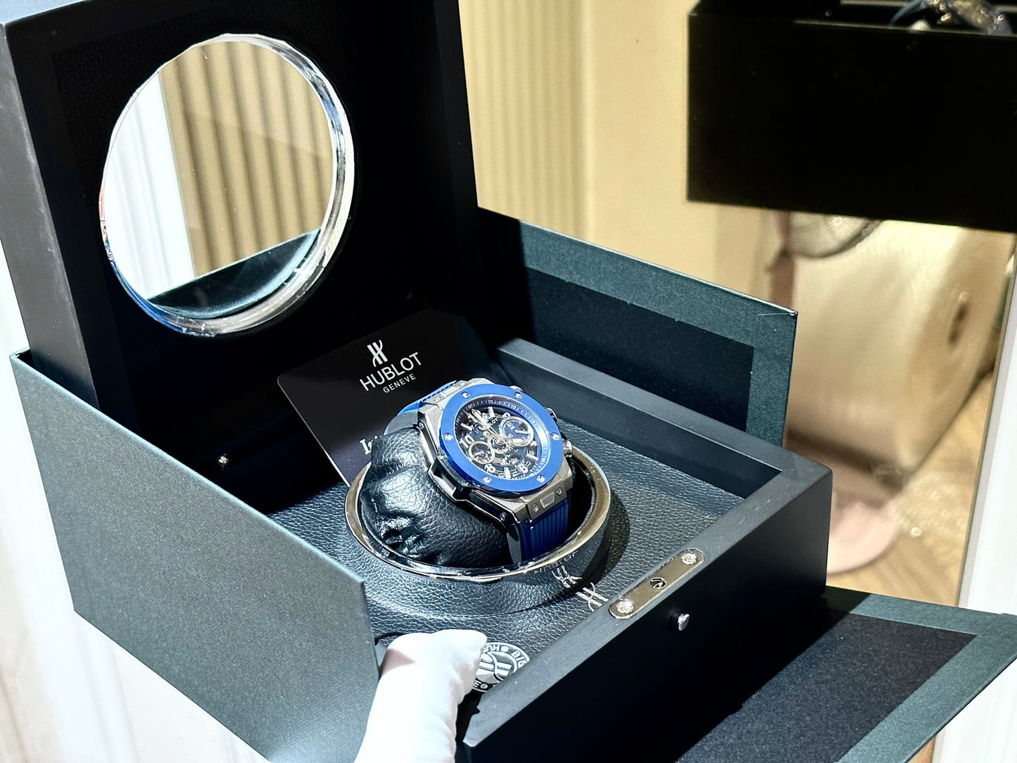 Hublot Replica Watch Big Bang Unico Blue Rubber Strap Factory BBF 44mm