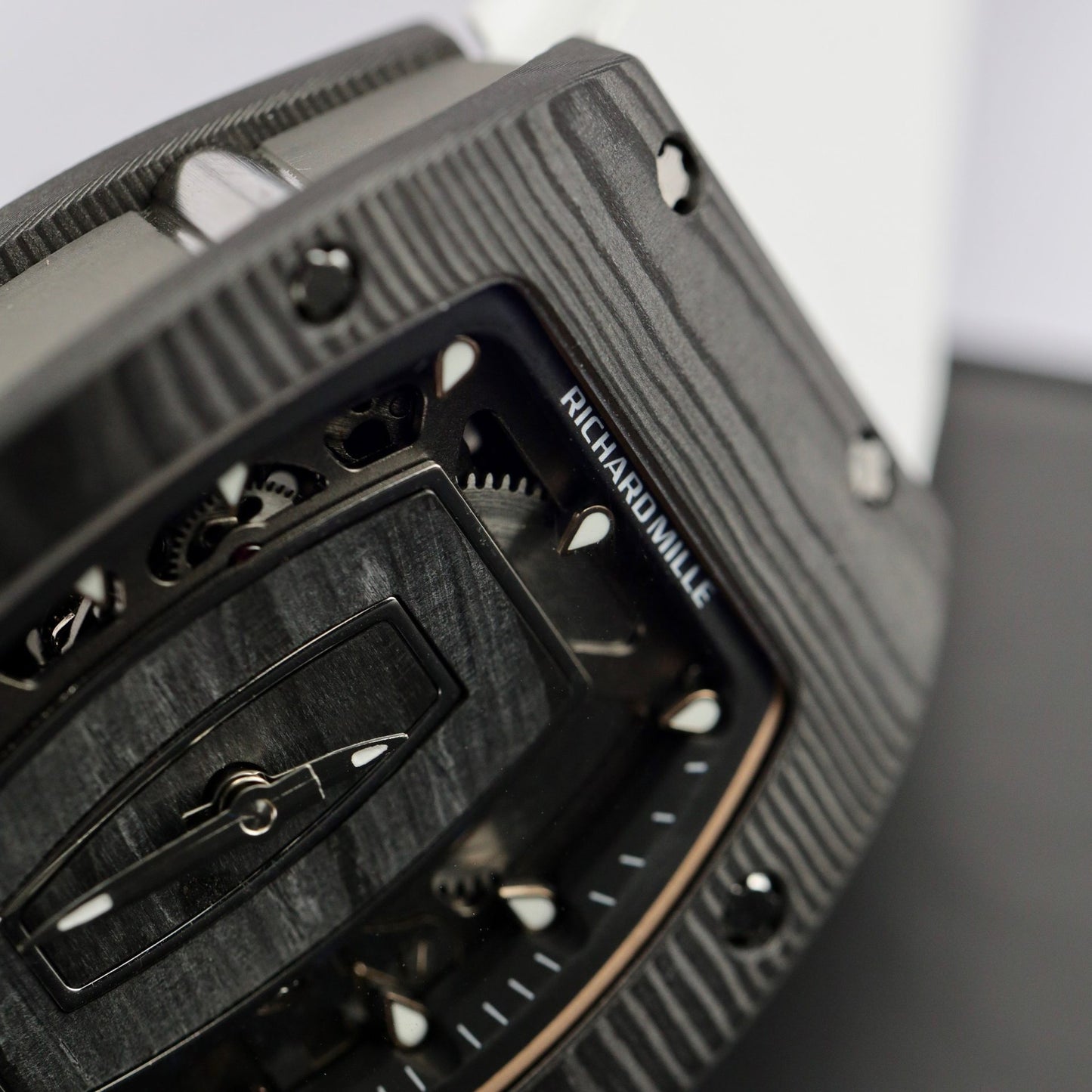Richard Mille Replica 1:1 Watch RM07 Carbon White Rubber Strap Best Quality 36mm