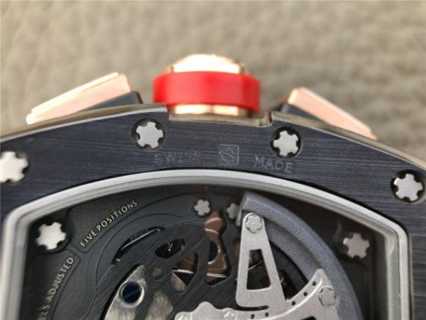Replica Richard Mille RM011 Black Ceramic RG Chrono Skeleton Dial Black Rubber Strap A7750