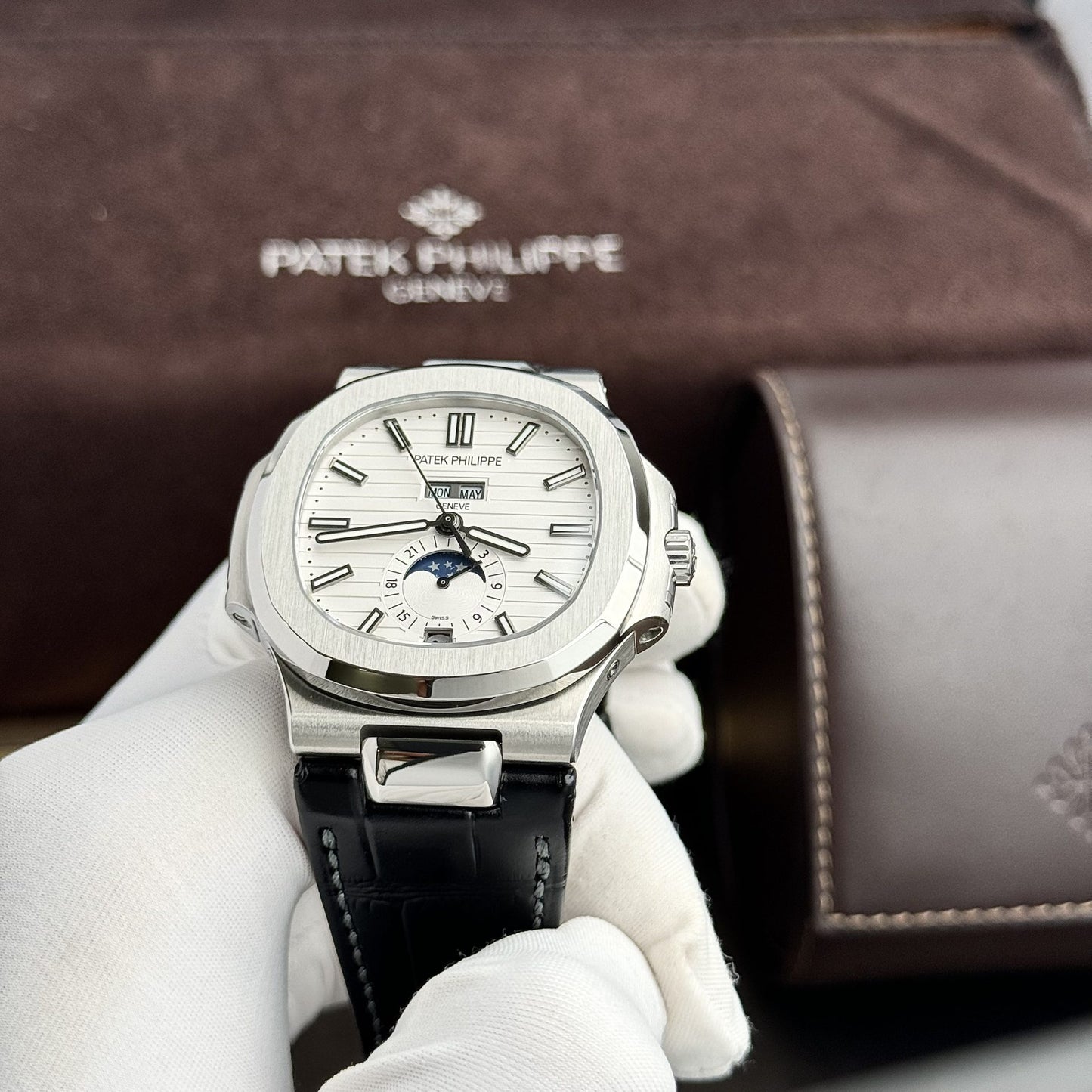 Patek Philippe Rep 11 Watch Nautilus 5726 Men s Leather Strap Factory GR 40.5mm