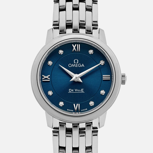 De Ville Prestige Quartz 27.4mm Blue Dial With Diamonds(1:1 replica)