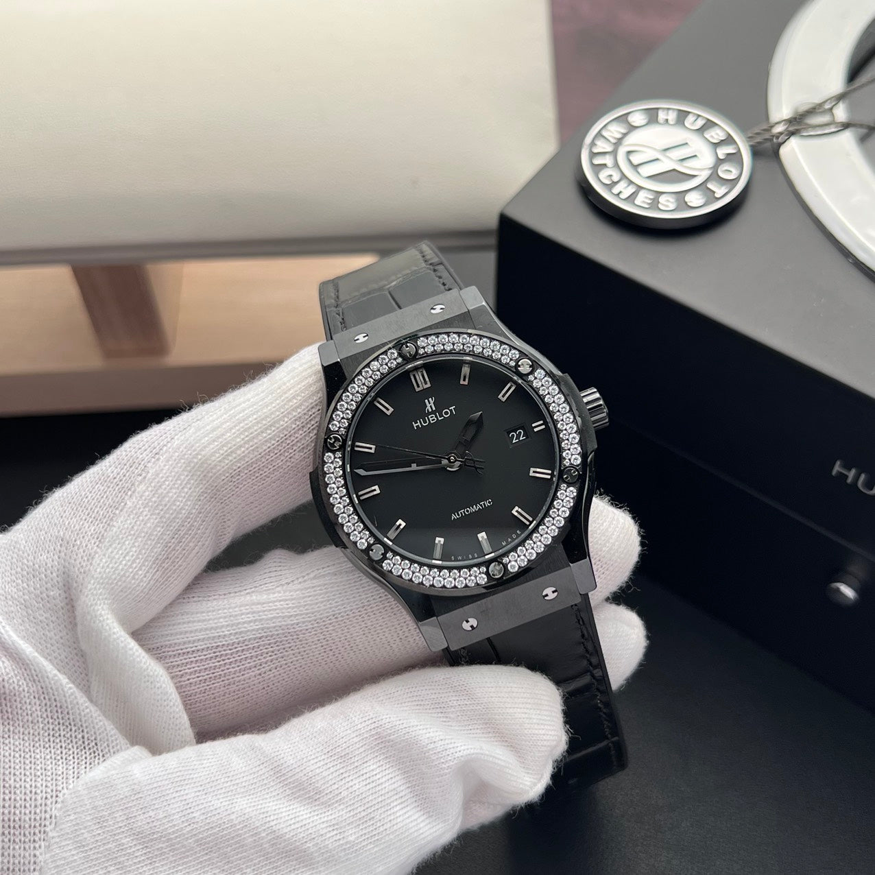Hublot Classic Fusion Ceramic Diamond Bezel Replica High Quality JJZ 42mm
