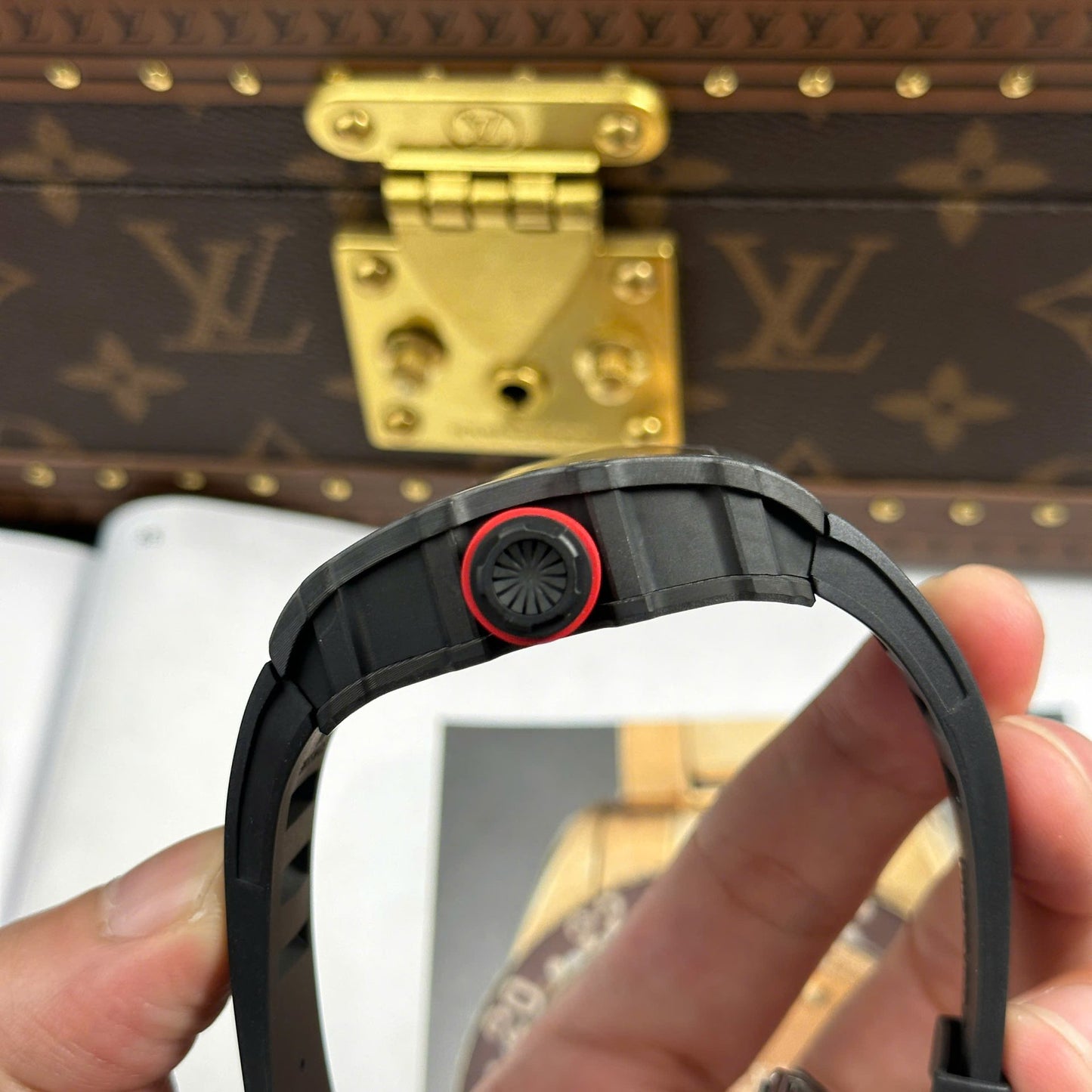 Richard Mille RM35-01 Rafael Nadal Carbon NTPT Replica Watches Black Rubber Strap ZF Factory 49,9x43mm