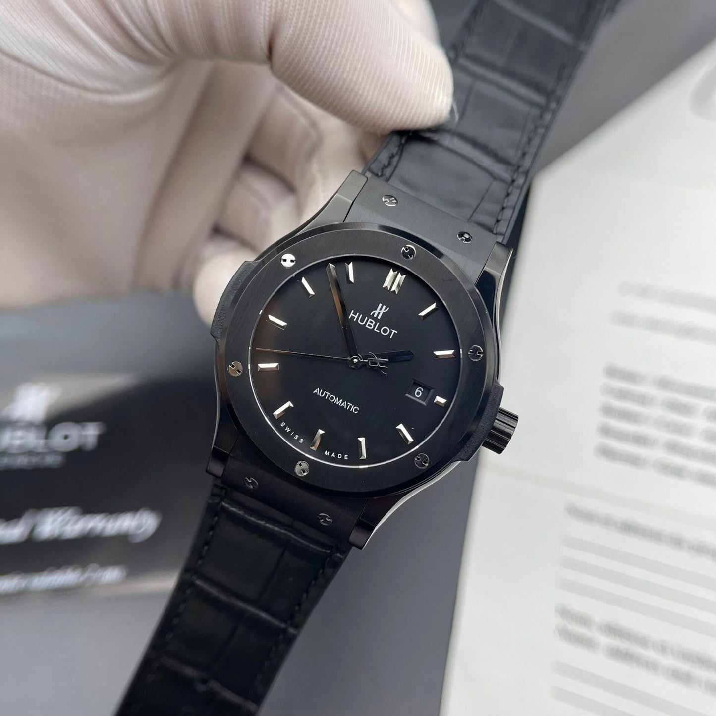 Hublot Classic Fusion Ceramic Clone Watch Black Dial HB Factory 42mm