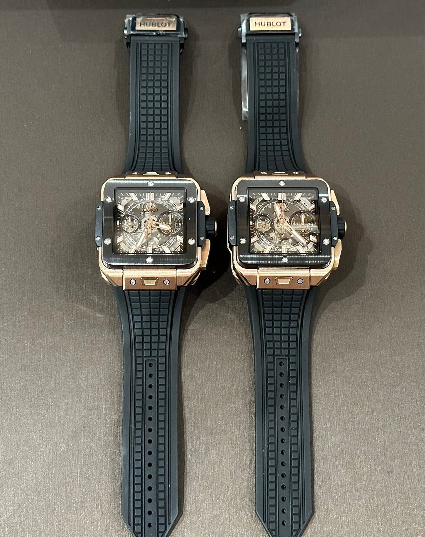 Hublot Big Big Square Best Replica Watch Rose Gold Black Bezel 42mm