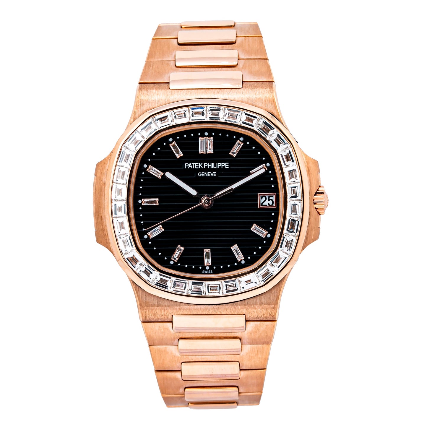 Patek Philippe Nautilus 5711 40MM Black Diamond Dial With Rose Gold Bracelet(1:1 replica)