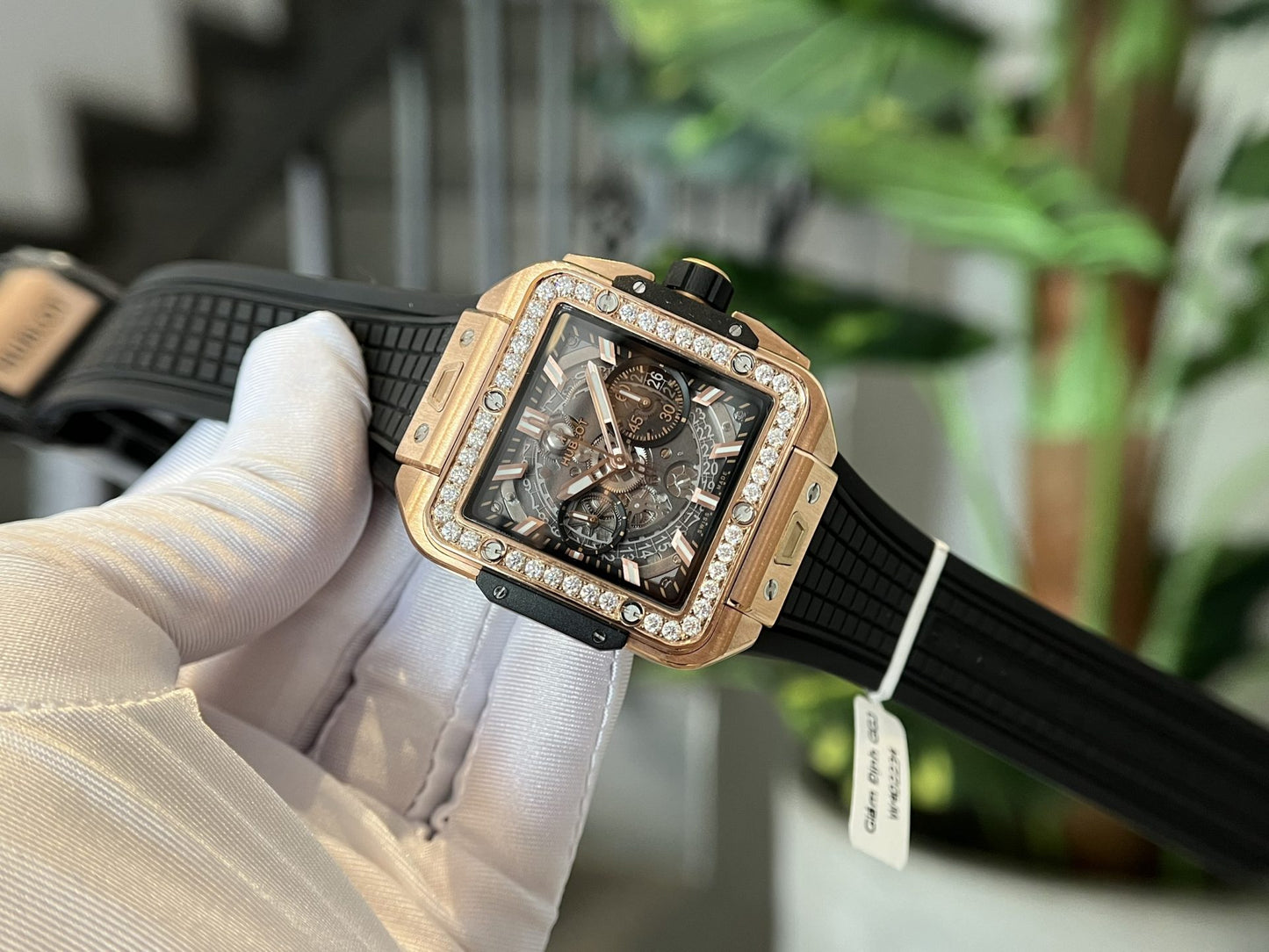 Hublot Best Replica Watch Square Bang King Gold Custom Moissanite Diamonds BBF 42mm