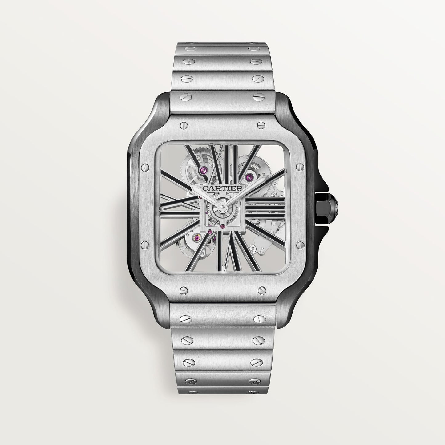 fake cartier watch Santos skeleton large model Manufacture mechanical movement with manual winding caliber(1:1 replica)