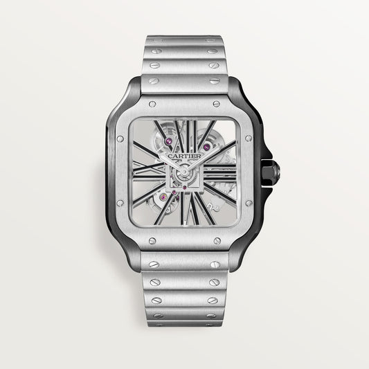 fake cartier watch Santos skeleton large model Manufacture mechanical movement with manual winding caliber(1:1 replica)