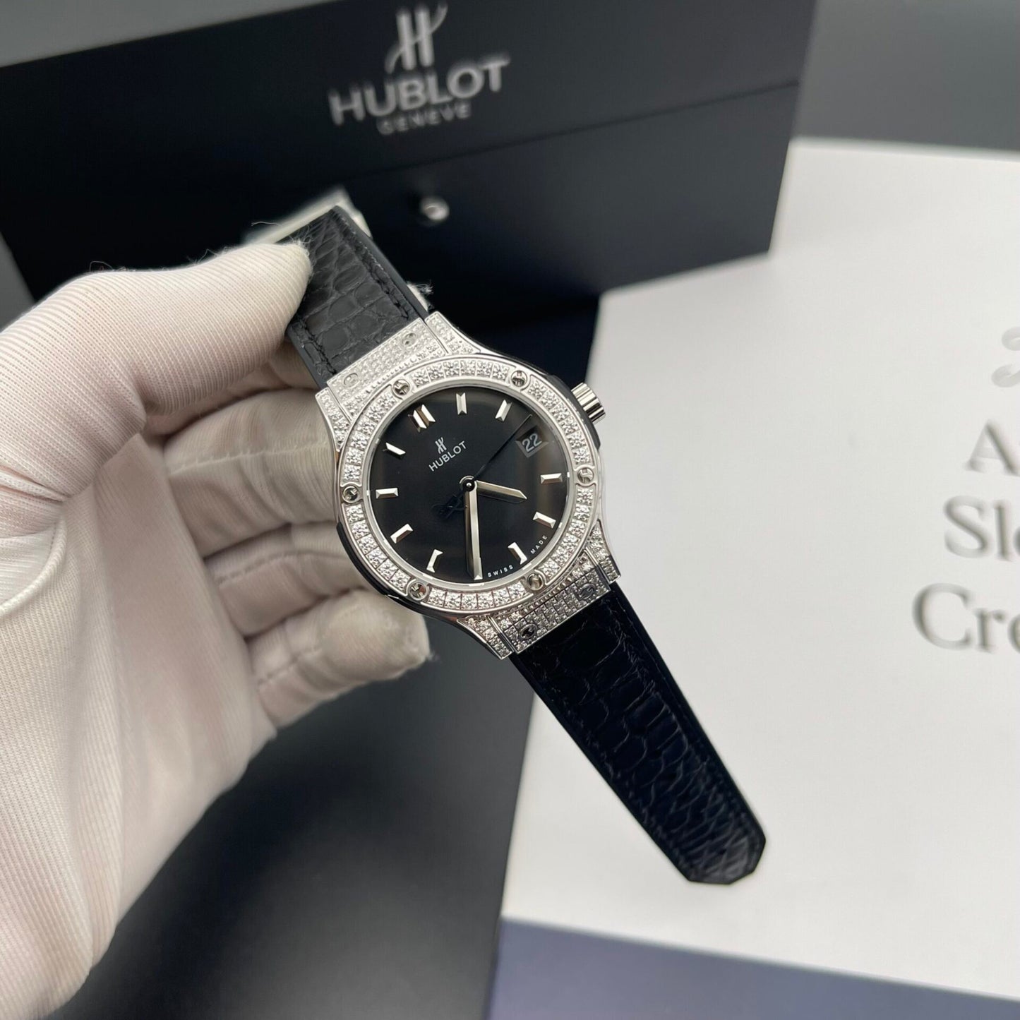 Hublot Classic Fusion Replica Watches Womens Black Dial HB Factory 33mm