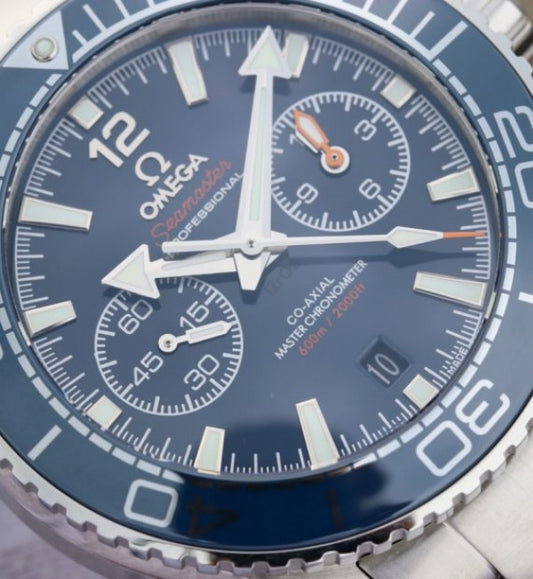 Replica Omega OMF Planet Ocean Master Chronometer Blue LiquidMetal SS Bracelet A9900