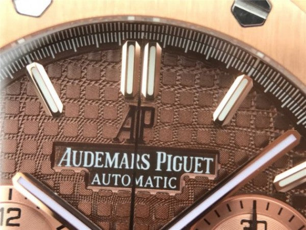 Replica Audemars Piguet Royal Oak Chronograph RG JHF Brown/RG Dial RG Bracelet A7750