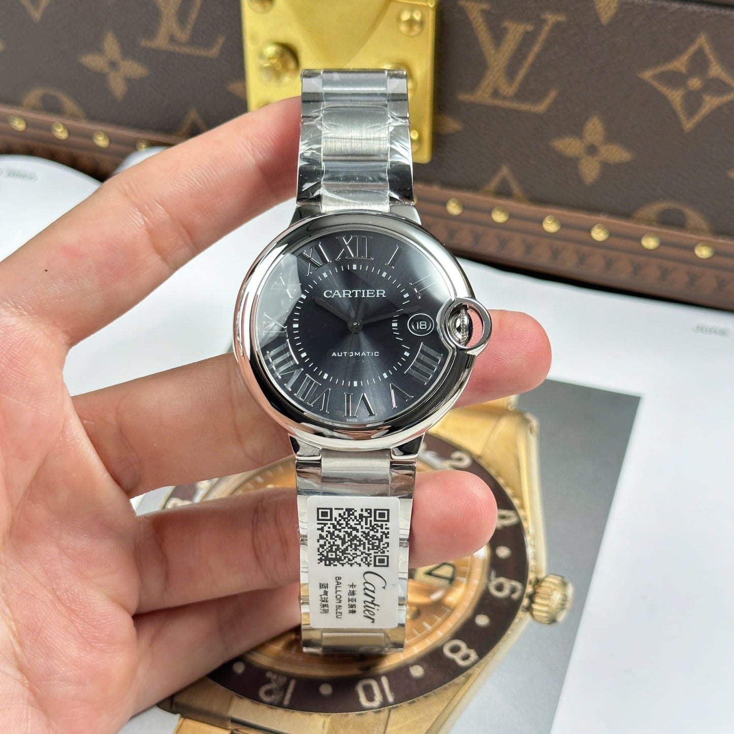 Cartier Ballon Bleu Replica Watch Gray Dial Metal Wire AF Factory 40mm