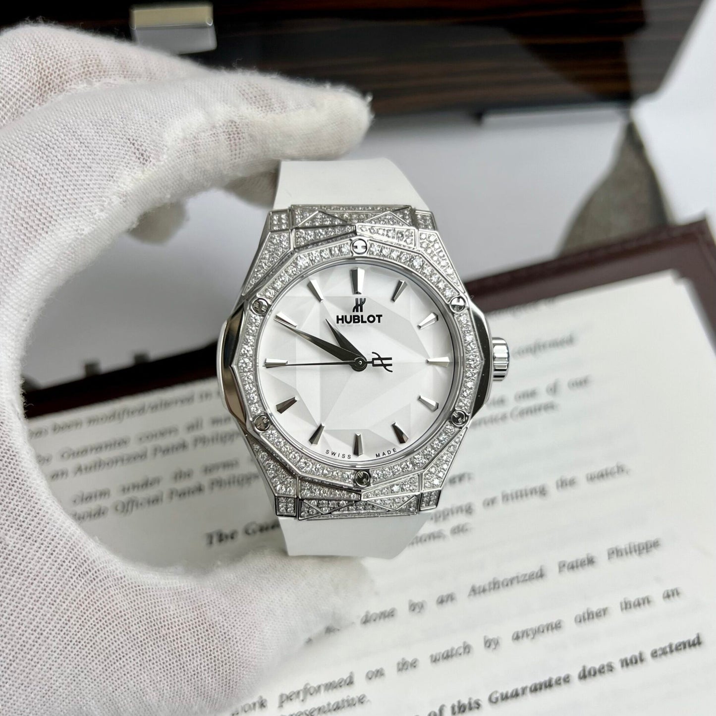 Hublot Orlinski Replica Watch White Dial Custom Moissanite Diamonds APS Factory 40mm