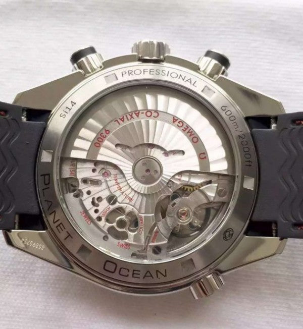 Replica Omega Seamaster Professional Chrono Black Ceramic Black Dial Orange Rubber Strap A9300