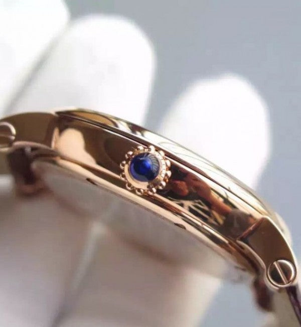 Replica Cartier Rotonde De Cartier Tourbillon RG Leather Strap