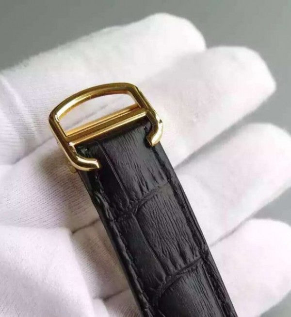 Replica Cartier Cle de Cartier YG White Textured Dial Leather Strap MIYOTA9015