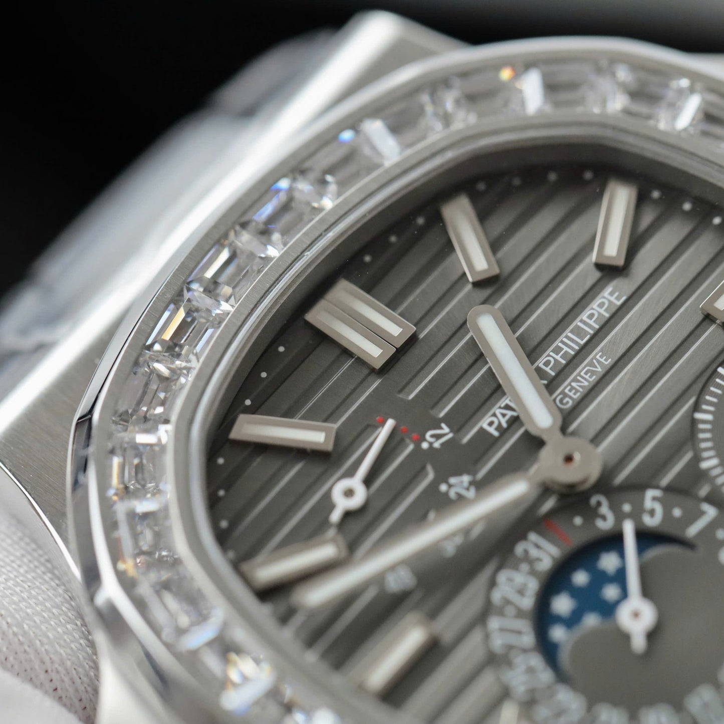 Patek Philippe Copies Watches Nautilus 5724 Gray Dial Leather Strap PPF Factory 40mm