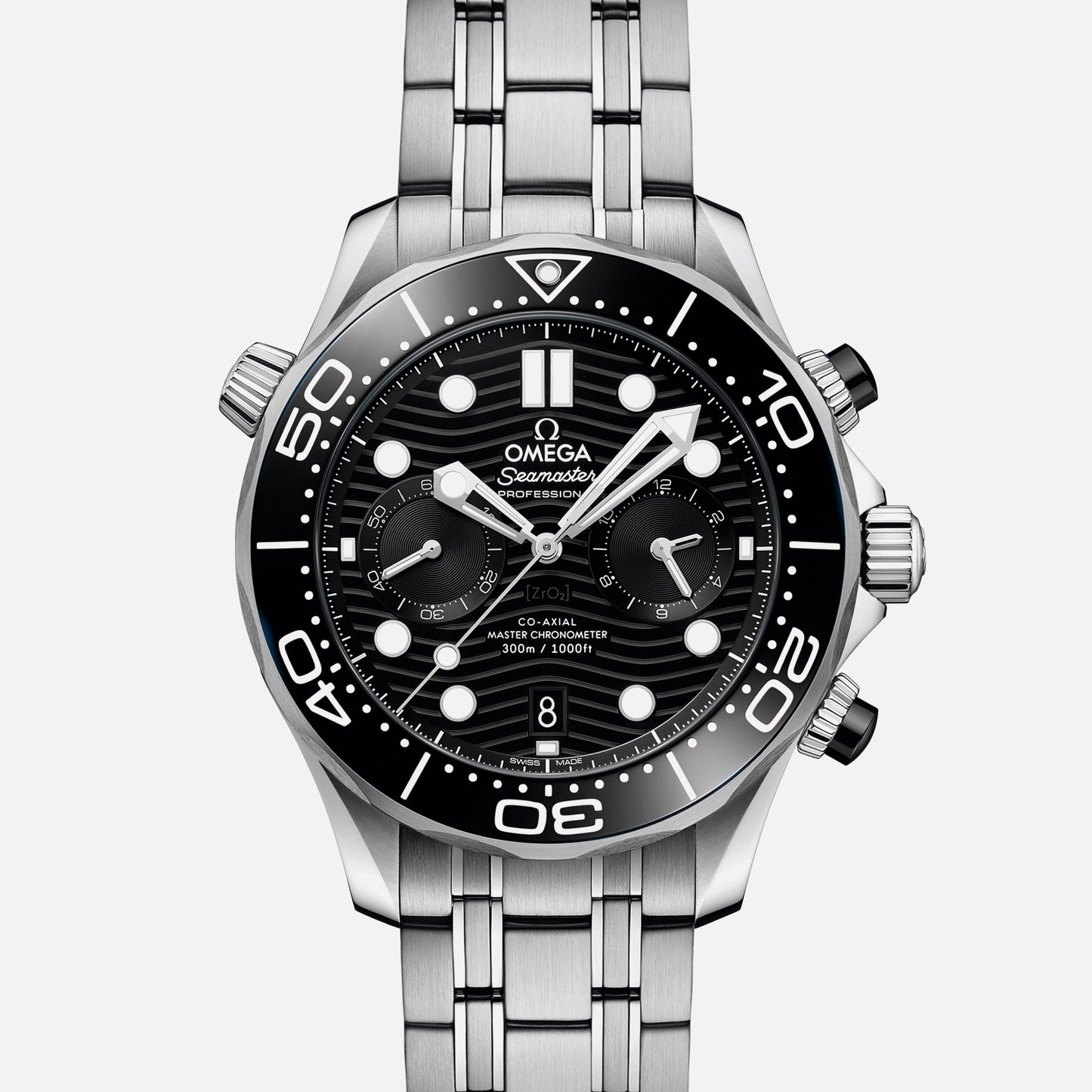 Seamaster Diver 300M Co-Axial Master Chronometer Chronograph 44mm Black Dial On Bracelet(1:1 replica)