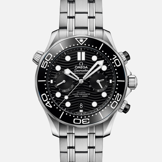 Seamaster Diver 300M Co-Axial Master Chronometer Chronograph 44mm Black Dial On Bracelet(1:1 replica)